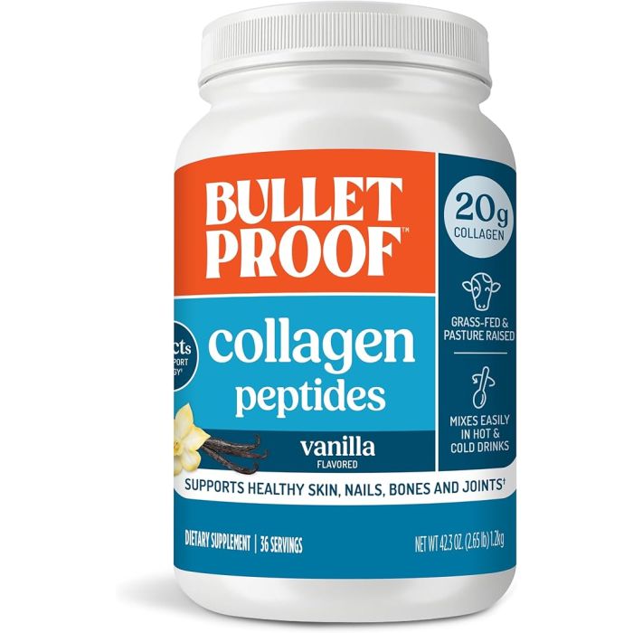 Vanilla flavored collagen protein powder with MCT oil and collagen peptides